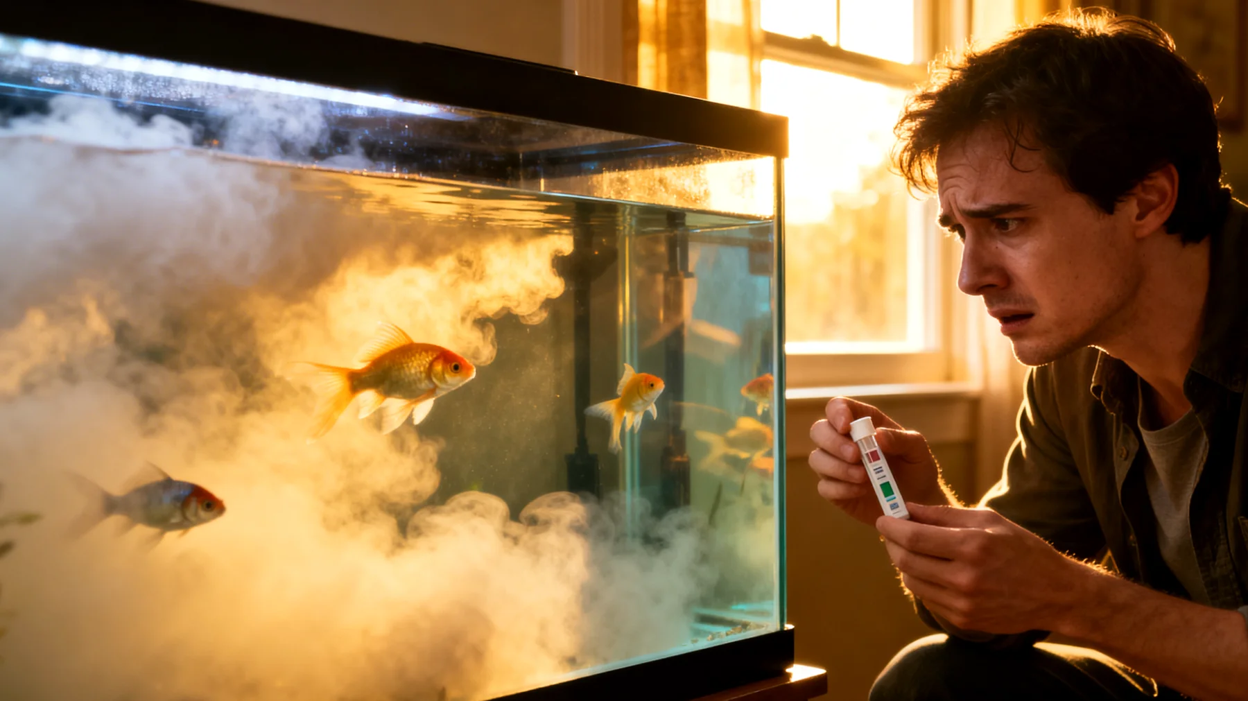 Fische in der Wohnung benötigen eine konstante Überwachung der Wasserqualität, da geschlossene Aquariensysteme anfällig für Ammoniakaufbau, pH-Schwankungen und Temperaturschwankungen sind, die zu Stress und Krankheiten führen können"